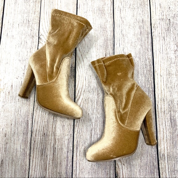 Forever 21 Shoes - Forever Champagne Velvet Dasia Calf Length Boots
